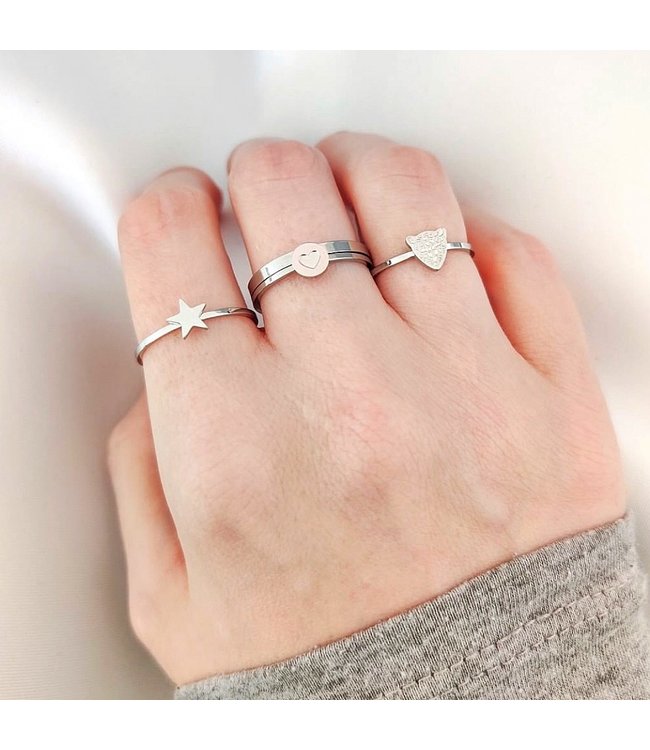 Silver Heart Coin Ring