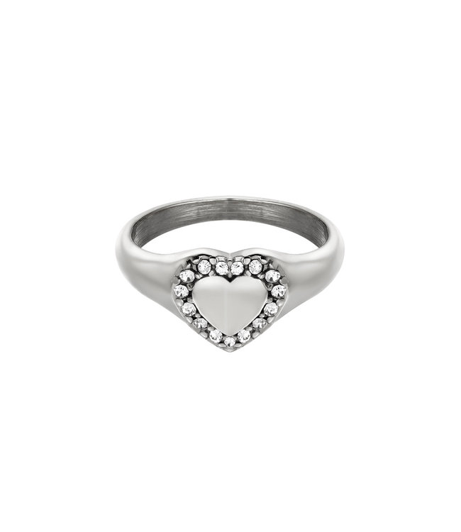 Silver Diamond Heart Ring