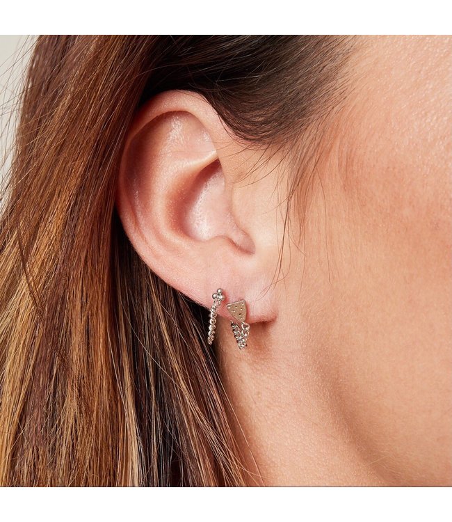 Silver Leopard Chain Stud Earrings