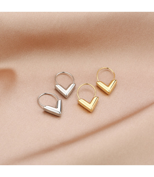 Silver Little V Earrings