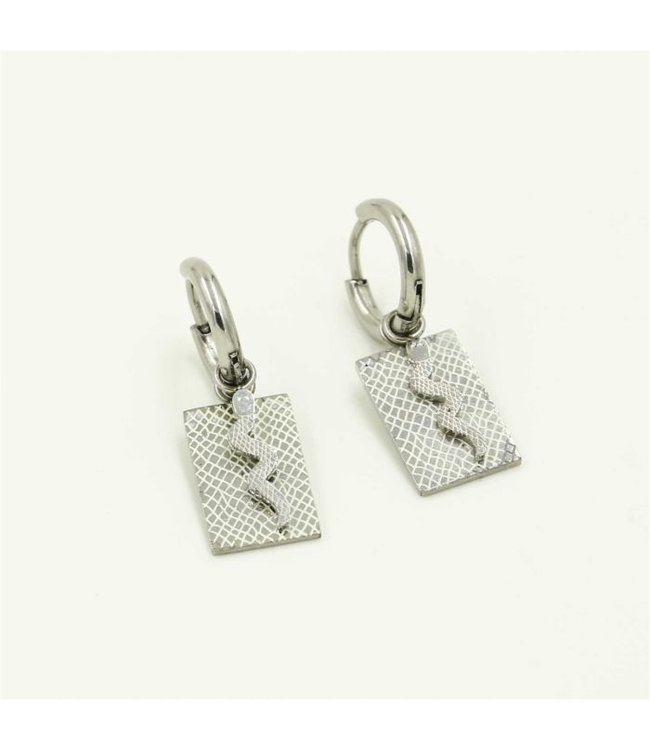 Silver Lof Snake Earrings