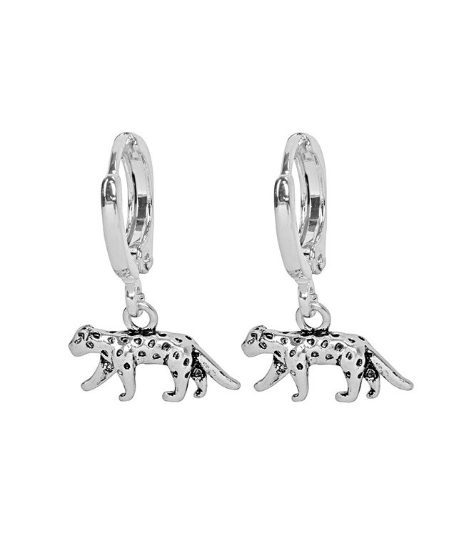 Silver Lucky Leopard Earrings