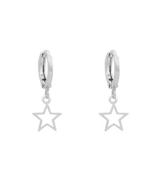 Silver Open Star Earrings