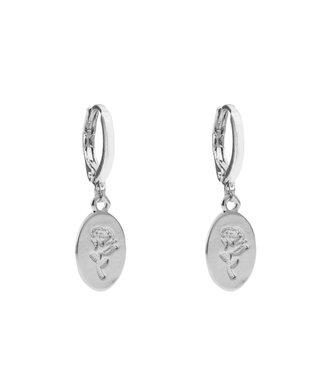 Silver Rose Amulet Earrings