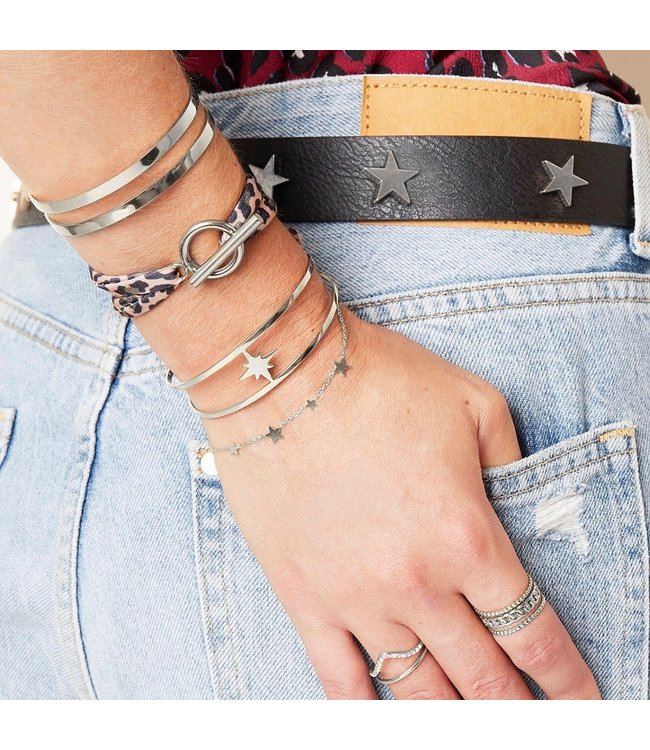 Silver Row of Stars Bracelet