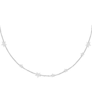 Silver Row of Stars Necklace