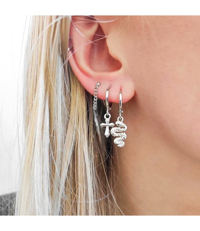 Silver Snake Earrings