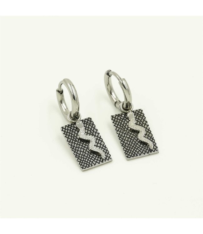 Silver Snake Tag Earrings