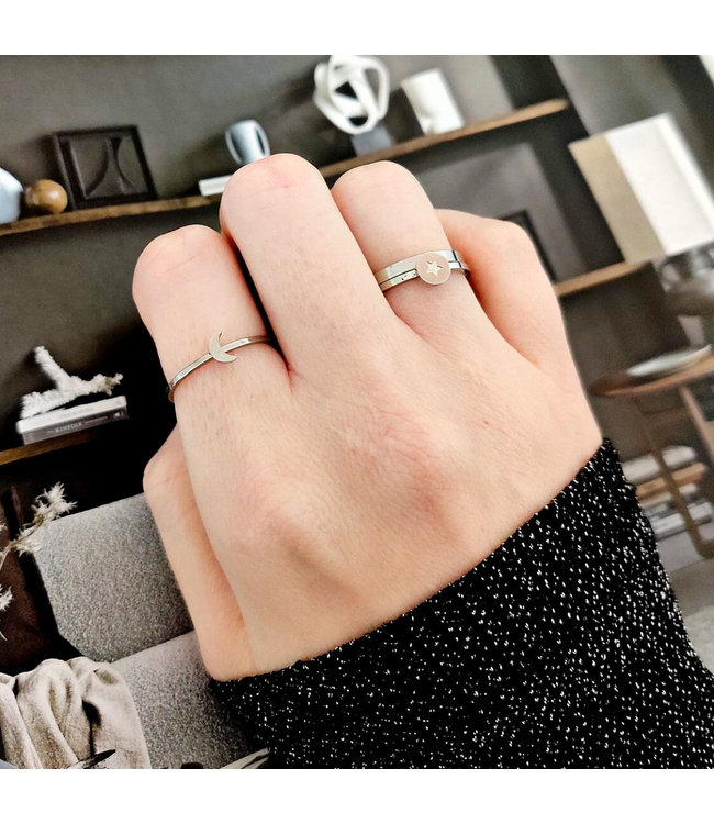 Silver Star Coin Ring