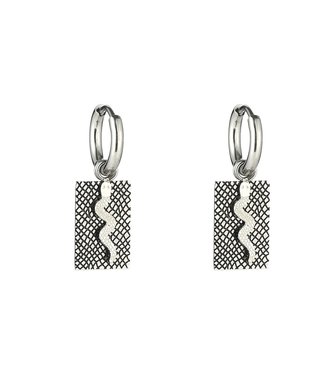 Silver Snake Tag Earrings