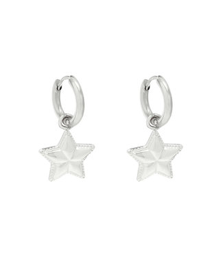 Silver You are My Star Earrings