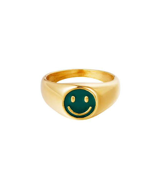 Smiley Signet Ring / Green