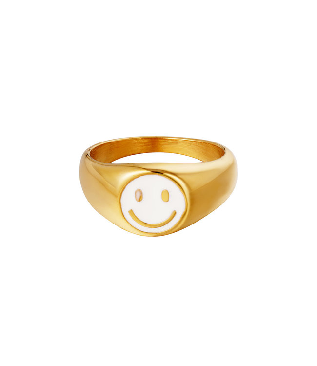 Smiley Signet Ring / White