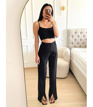 Wide Front Split Pants / Black