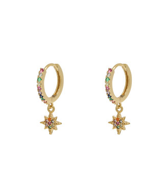 Zirconia Star Earrings / Rainbow