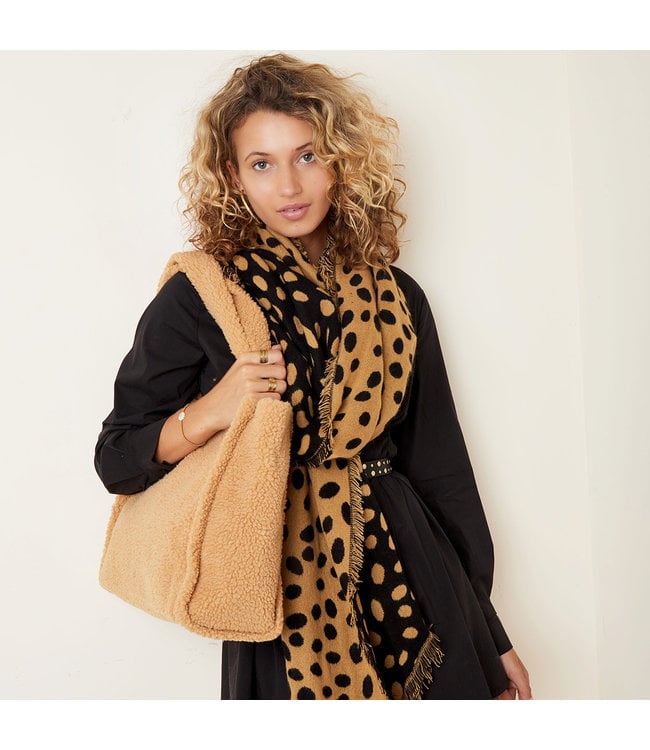 Leopard Dots Scarf / Camel
