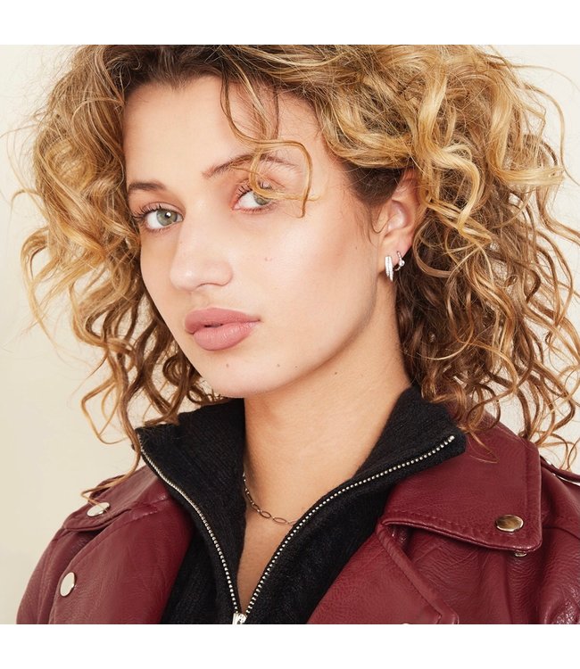 Silver Pearls in a Row Earrings