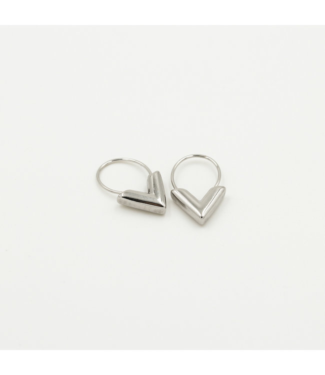 Silver Little V Earrings