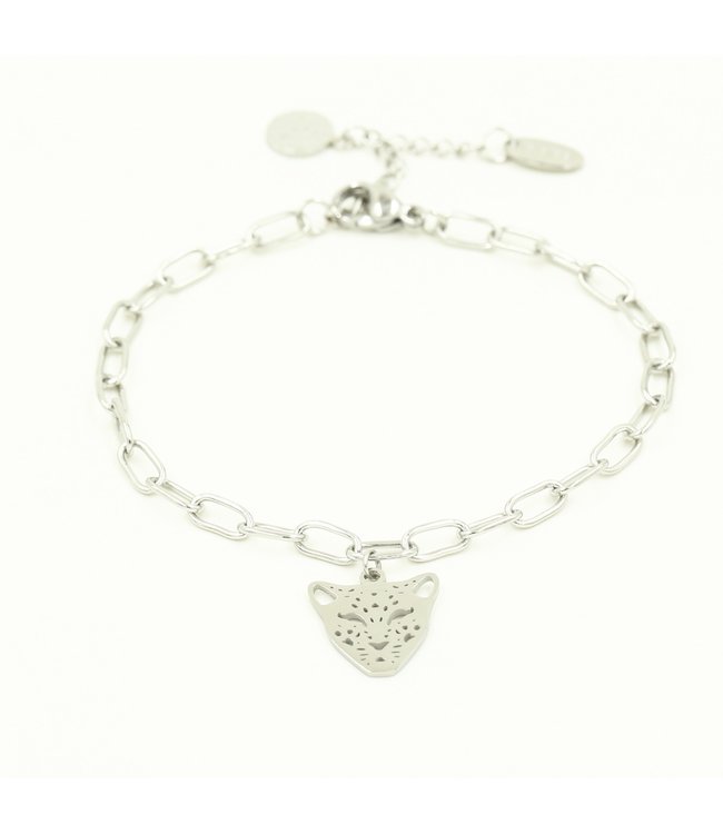 Silver Open Panther Bracelet