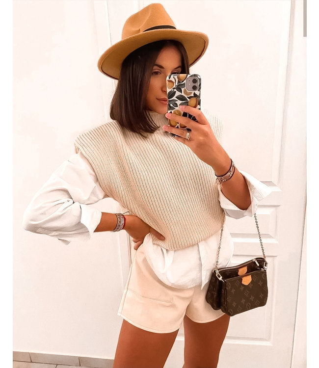 Knit Turtleneck Top / Beige