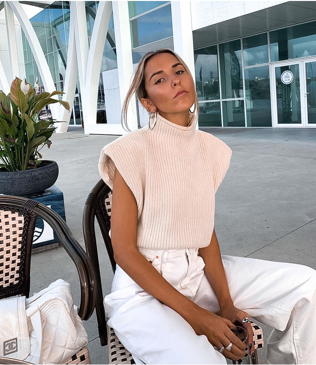 Knit Turtleneck Top / Beige