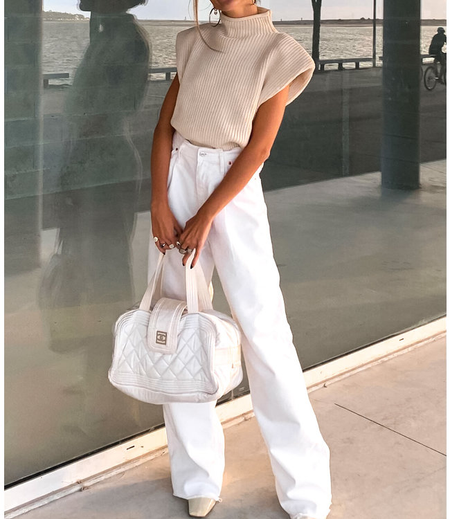 Knit Turtleneck Top / Beige