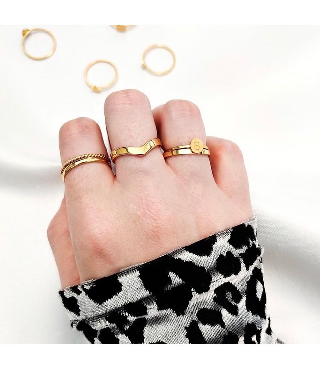 Gold Initial Coin Ring