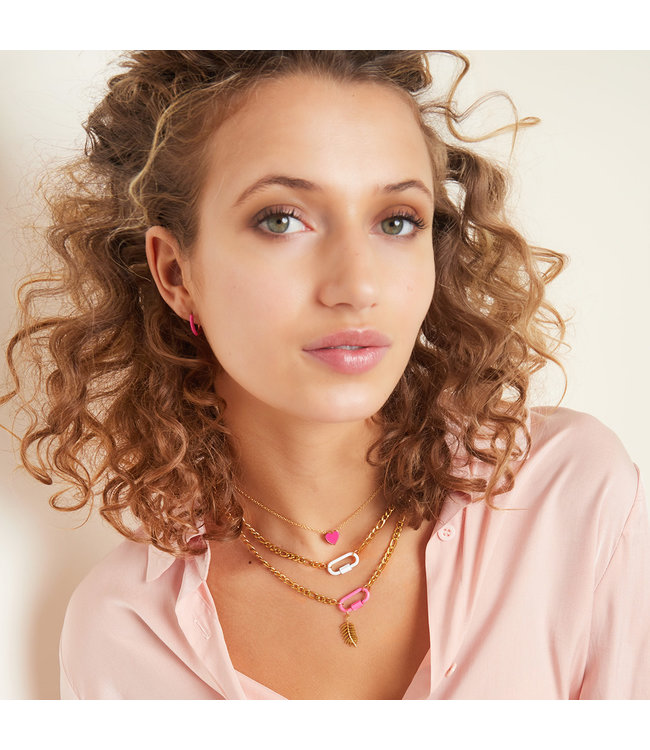 Colored Lock Necklace / Pink