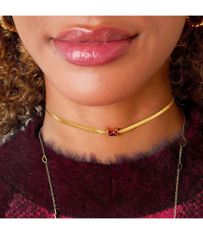 Crystal Flat Chain Necklace