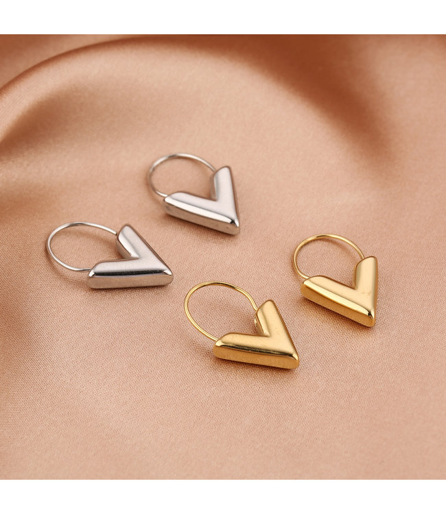 Silver V Earrings