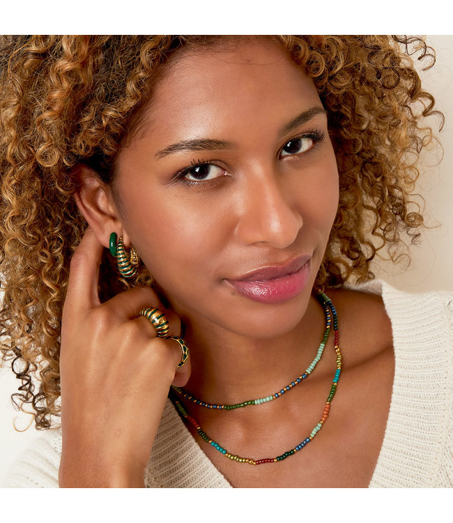 Beads Row Necklace / Green
