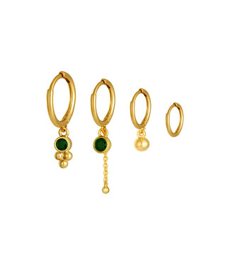 Four in a Row Earrings Set / Green