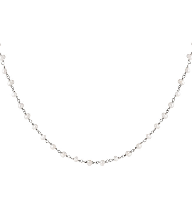 Silver Chain of Pearls Necklace