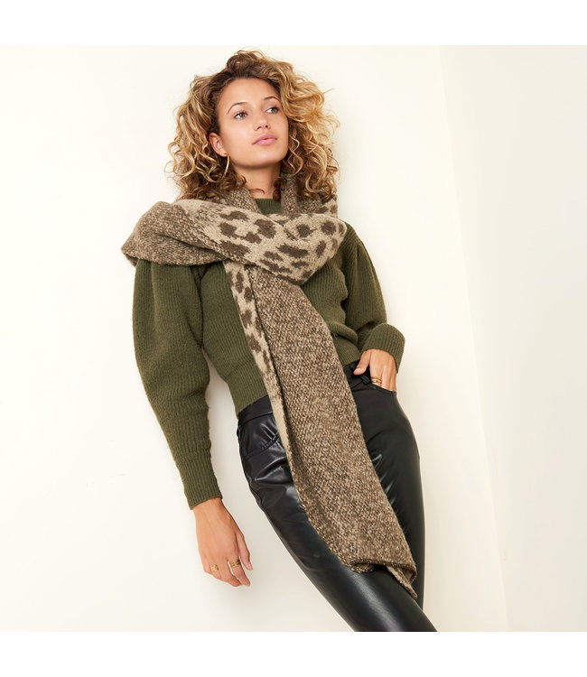Panther Printed Scarf / Olive Green