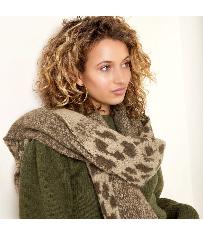 Panther Printed Scarf / Olive Green