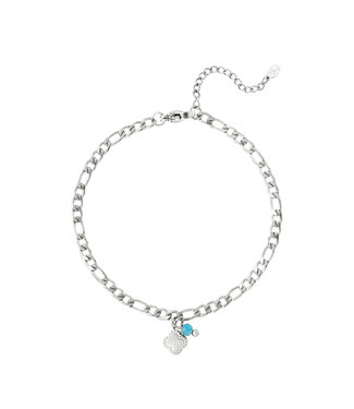 Silver Clover Figaro Bracelet