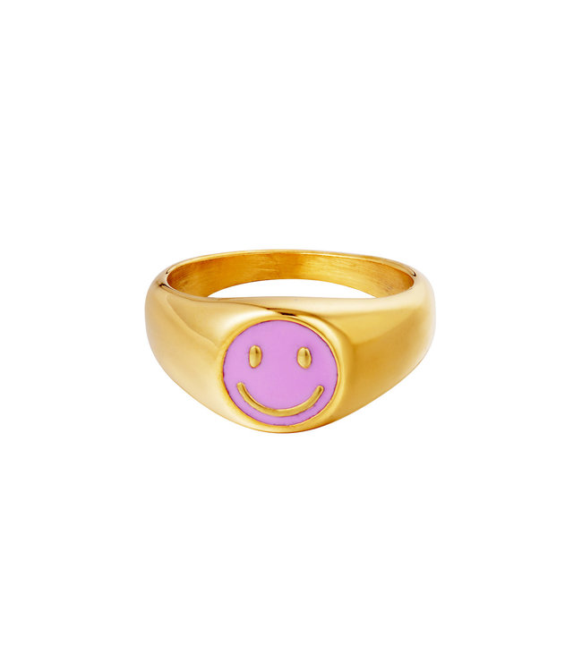 Smiley Signet Ring / Purple