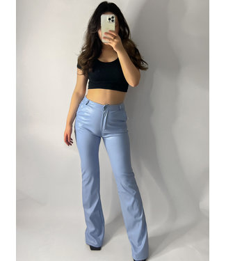 Leather Flared Pants / Sky Blue