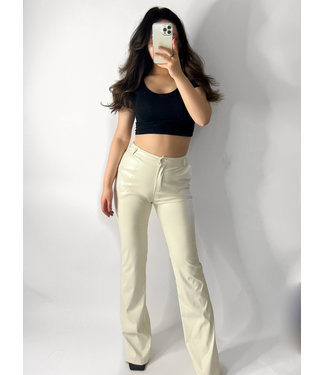 Leather Flared Pants / Off White