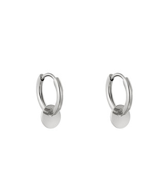 Silver Round Disc Earrings