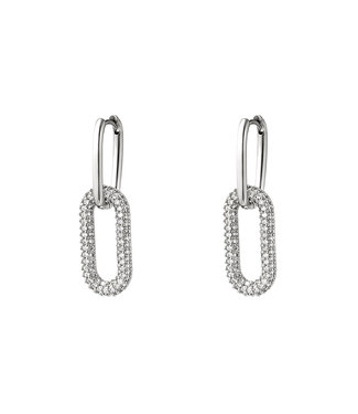Silver Shiny Chain Earrings / Large
