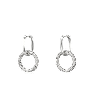 Linked Round Zircon Earrings