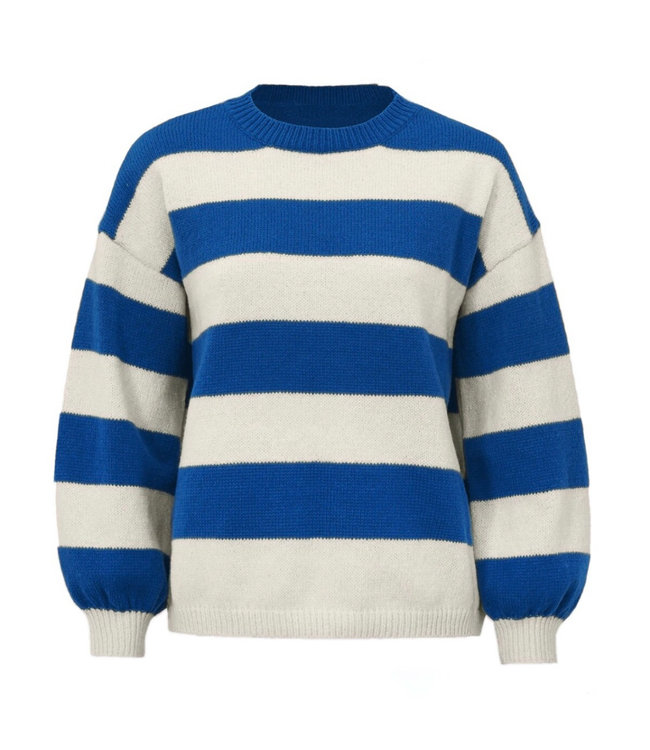 Striped Knit Sweater / Dark Blue