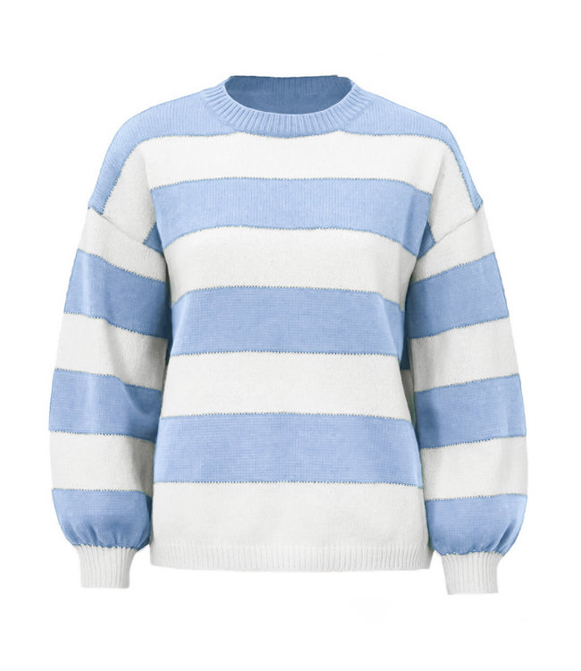 Striped Knit Sweater / Light Blue