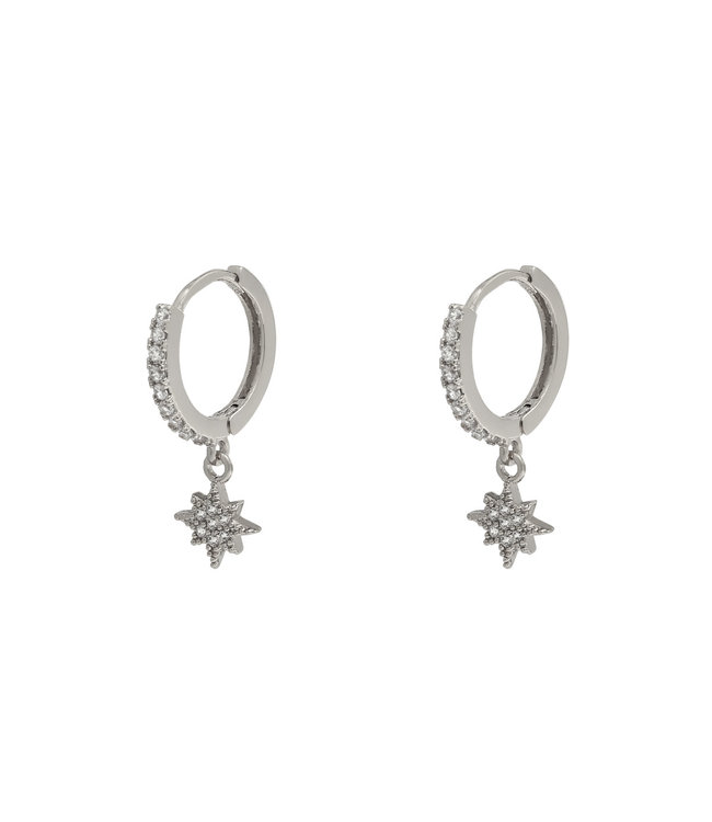 Silver Zirconia Star Earrings
