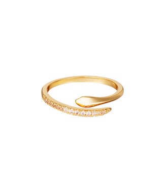 Gold Elegant Snake Ring / White
