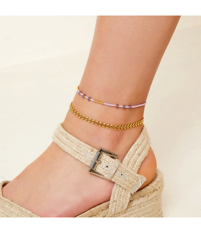 Colorful Beads Anklet / Lilac