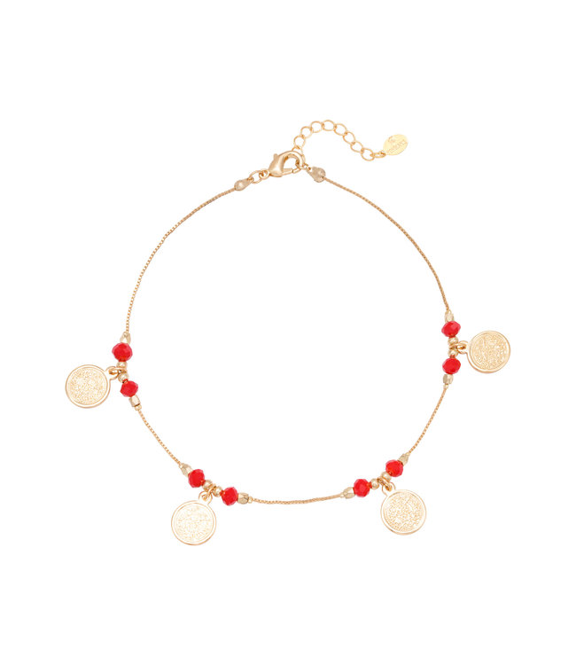 Ancient Coin Anklet / Red