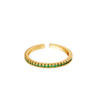 Gold Shiny Stones Ring / Green