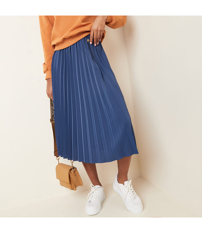 Pleated Skirt / Dark Blue